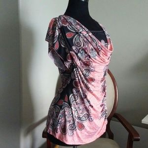 Paisley Cowl-Neck Blouse